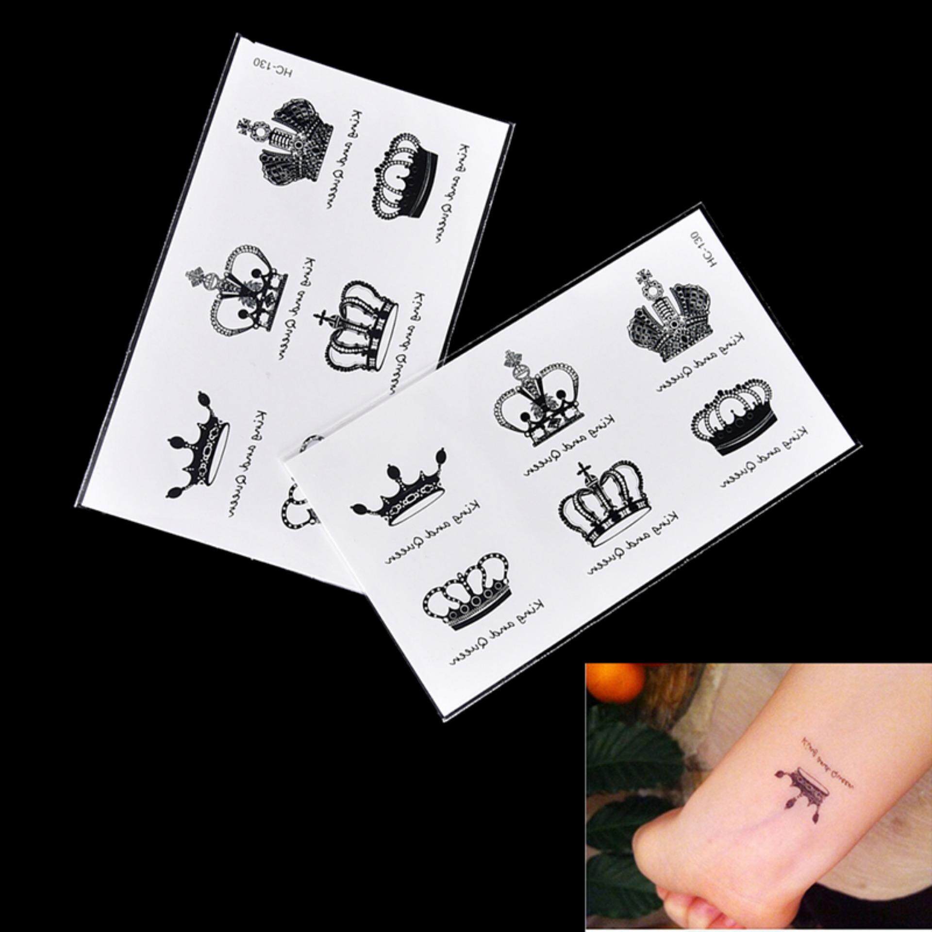 Fake Temporary Tattoo Sticker Disposable Crown Arm Body Waterproof Women  Art | Lazada PH