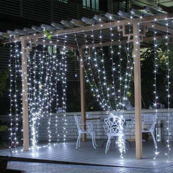 300 LED Curtain Lamp Bulb icicle Waterfall String Fairy Light Xmas Wedding 3Mx3M