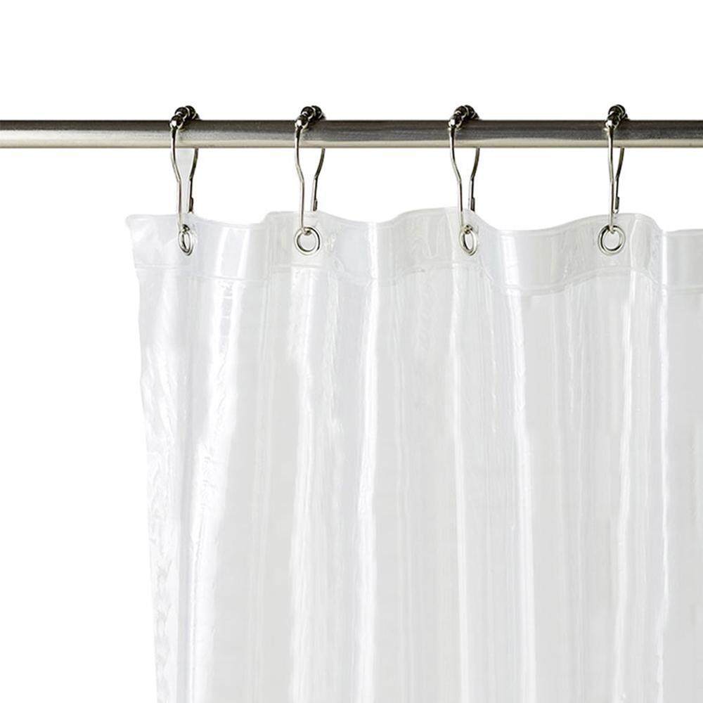 BuyBowie Clear Shower Curtain Liner Waterproof Bath Shower Curtain Liner with 12 Hooks for Bathroom