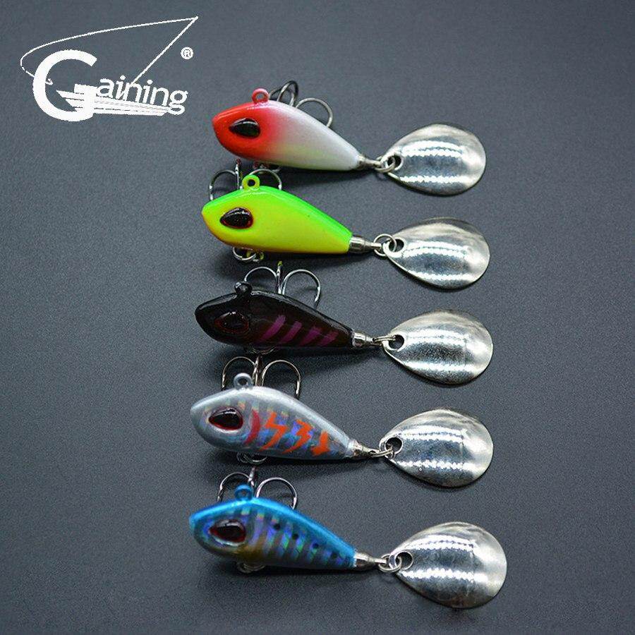 5pcs/lot Metal Mini VIB with Hooks and Spoon Fishing Lure 6g Winter Ice Fishing Tackle Pin Crankbait Vibration Spinner Sinking Bait