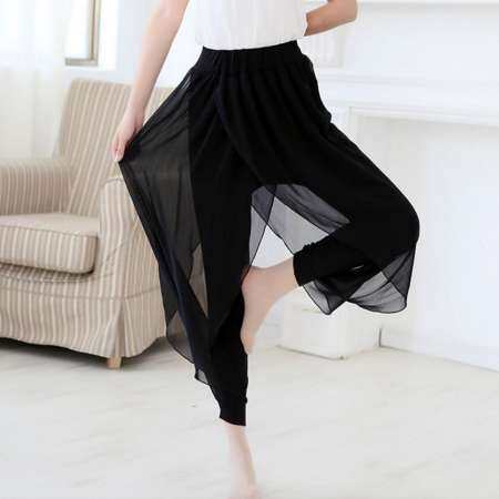 Korean Women S-6XL Plus Size Chiffon Pants Casual Harem Pants Loose Tapered Leg Cropped Pants Skirt