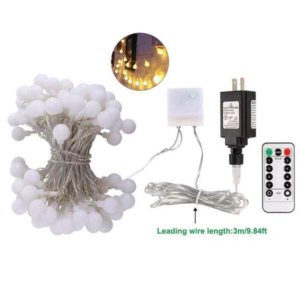 leegoal Outdoor String Lights, 100 LED Waterproof Ball Lights, 8 Lighting Modes, Battery Powered Starry Fairy String Lights For Garden,Christmas Tree, Parties