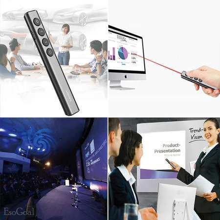 EsoGoal รีโมทพรีเซนต์ไร้สายพร้อมเลเซอร์ Laser Pointers Powerful 2.4GHZ USB Wireless Presenter Remote Control Pointer PowerPoint Clicker Pen for PPT Presentation