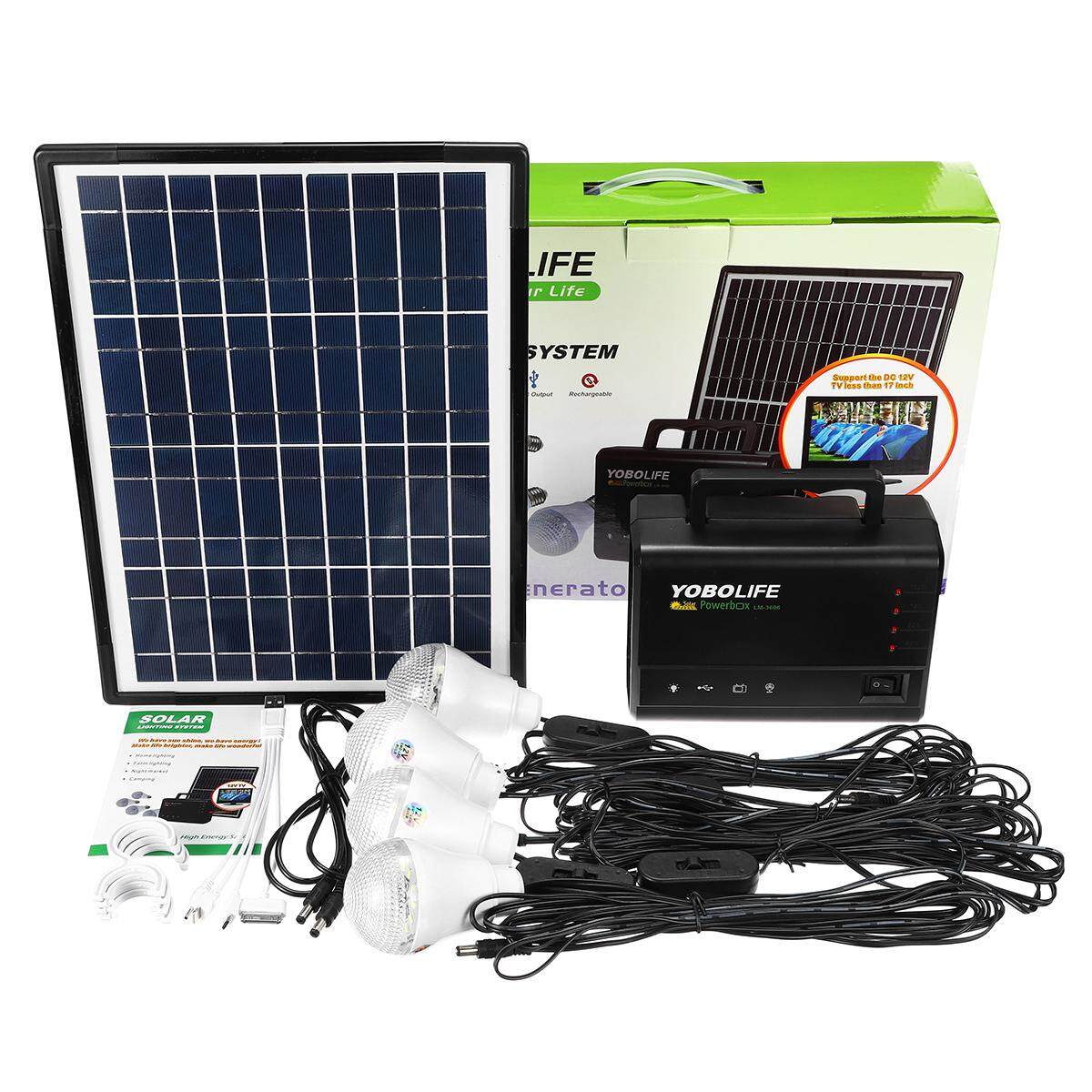 Power Storage Generator Solar Panel LED USB Charger Home System 18W 110-220V