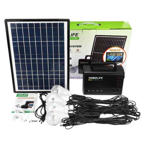 Power Storage Generator Solar Panel LED USB Charger Home System 18W 110-220V