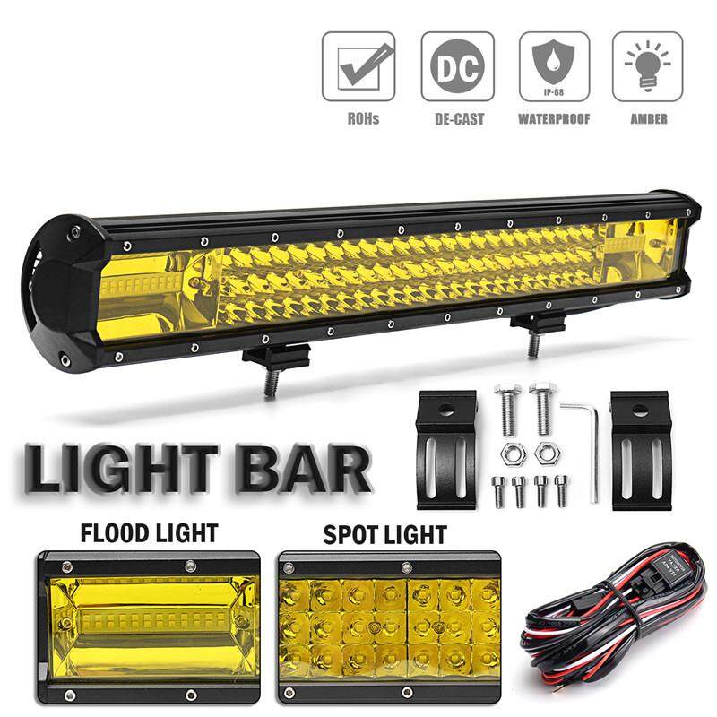 22 Inch ĐÈN LED PHA 648 W Màu Vàng Làm Việc Bar Combo Lái Xe Đèn Sương Mù Offroad Xe Tải + Tặng Dây