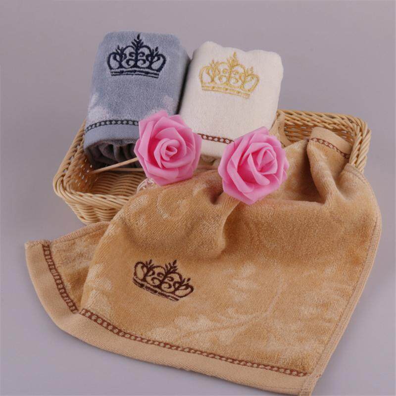 Luxury Embroidery Crown Pattern Soft Cotton Square Face Towels for Women Men Mini Bath Hand Towel Turban for Drying Hair - intl