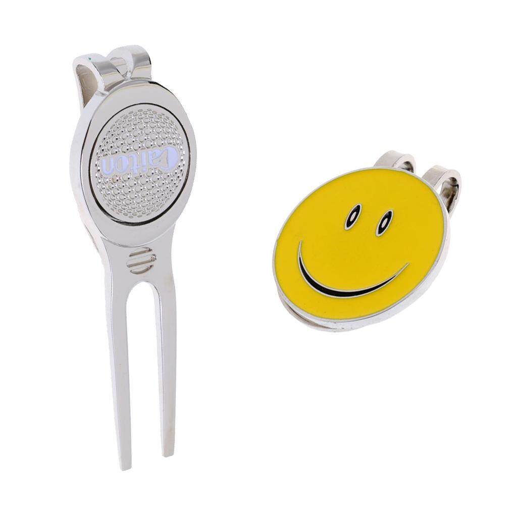 แนะนำ Flameer Smile Face Hat Clip with Golf Ball Marker + Golf Divot Repair Tool
