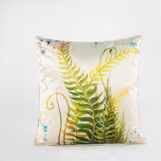 45x45cm Green Leaves Silk Square Cushion Case Pillow Cover Soft Throw Pillowcase Car Seat Back Cushion Home Sofa Decoration - intl