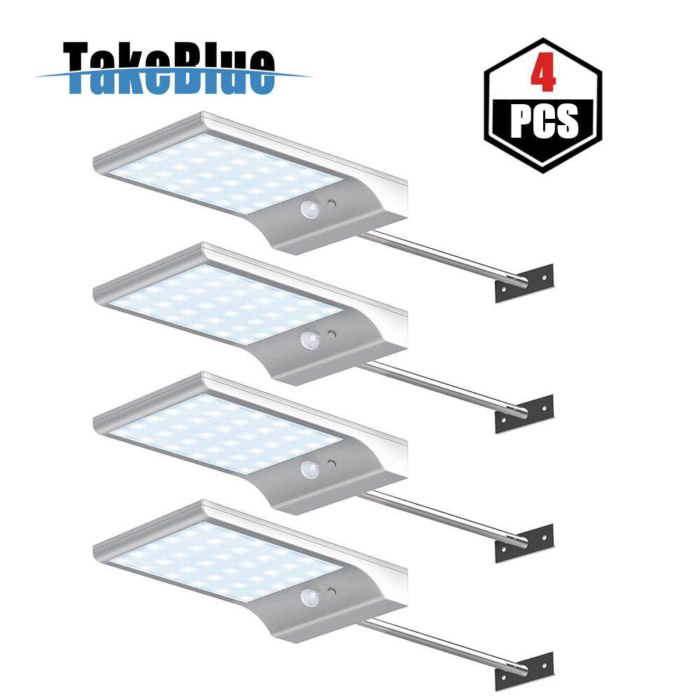 TakeBlue Năng Lượng Mặt Trời 36 LED Liền Máng Đèn Treo Tường Sconces với Lắp Cực Ngoài Trời Cảm Biến Chuyển Động Báo Đèn Bảo Mật Chiếu Sáng cho Kho Thóc mái hiên Nhà Để Xe Với cần 4 Gói