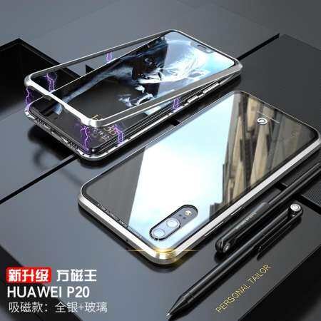 ใหม่ 2 รุ่นการดูดซับแม่เหล็กกรณีโลหะกระจกนิรภัยใส Dual แม่เหล็กสีกรอบสำหรับ Huawei P20