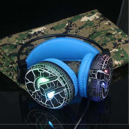 QNSTAR H6 Cracked Pattern วิดีโอเกมหูฟังซูเปอร์เบสพร้อมไมโครโฟนที่มีสีสันไฟ LED