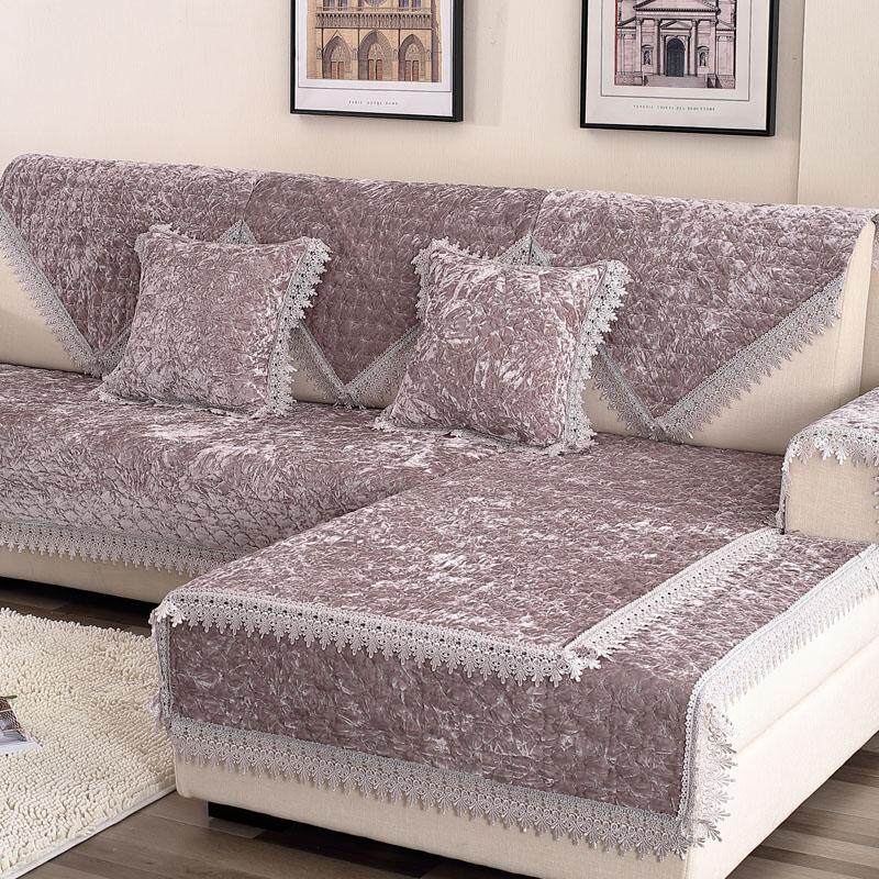 Top Grade Gold Velvet Sofa Cushion Four Seasons European Style
