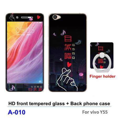 หน้าจอป้องกัน 360 องศาเต็มครอบคลุมนุ่ม TPU พลาสติกเคสโทรศัพท์เคสกันกระแทกสำหรับ Vivo Y55/Y55A/Y55L/Y55S กระจกกันความร้อนอย่างเต็มที่ฟิล์มป้องกันหน้าจอ + นุ่ม TPU เคสหลัง + ผู้ถือนิ้วมือ