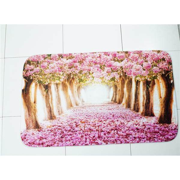 3Pcs Soft Tree Flower Print Bathroom Toilet Rug Mildew Proof Non-slip Bath Mat U-Shaped Toilet Mat Toilet Lid Cover for Men Women Kids Bathroom Accessories