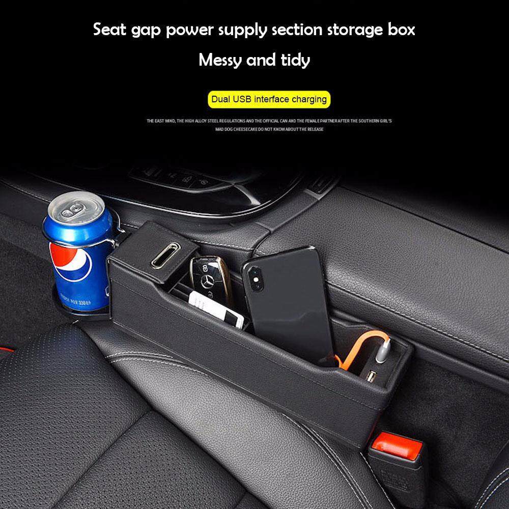 Car Seat Gap Slit Filler Pocket Catch Catcher Box Coin Storage Cup Holder 2019