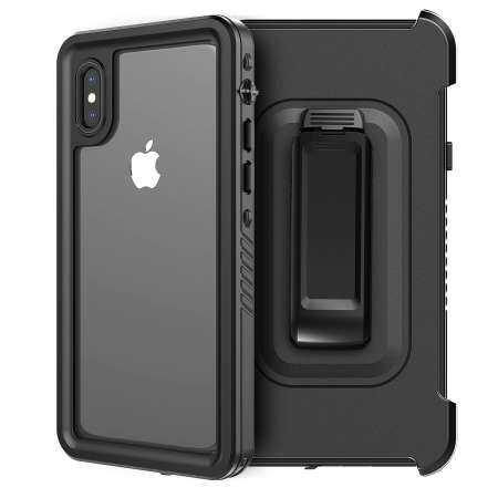 [Original] เคสโทรศัพท์สำหรับ iPhone X 360 องศากันน้ำกันฝุ่นกันกระแทกเคสหลัง Kickstand และคลิปหนีบหมุนได้ฝาครอบเคสห่อหุ้ม - INTL