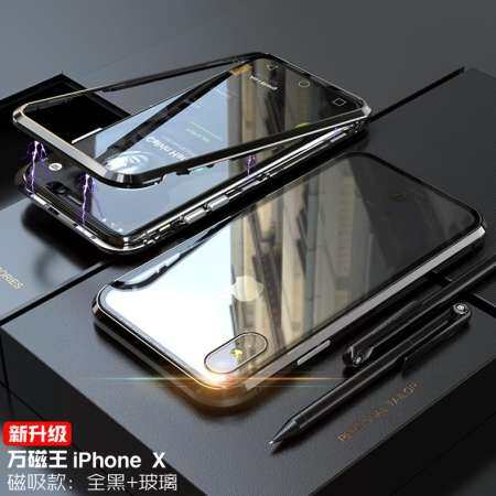 Magnetic การดูดซับกันชนโลหะสำหรับ Apple iPhone X กรณีวินาทีรุ่น Dual สีความโปร่งใสกระจกเทมเปอร์ 2 in 1 เคสมือถืออะลูมิเนียมการดูดซับแม่เหล็ก SHELL