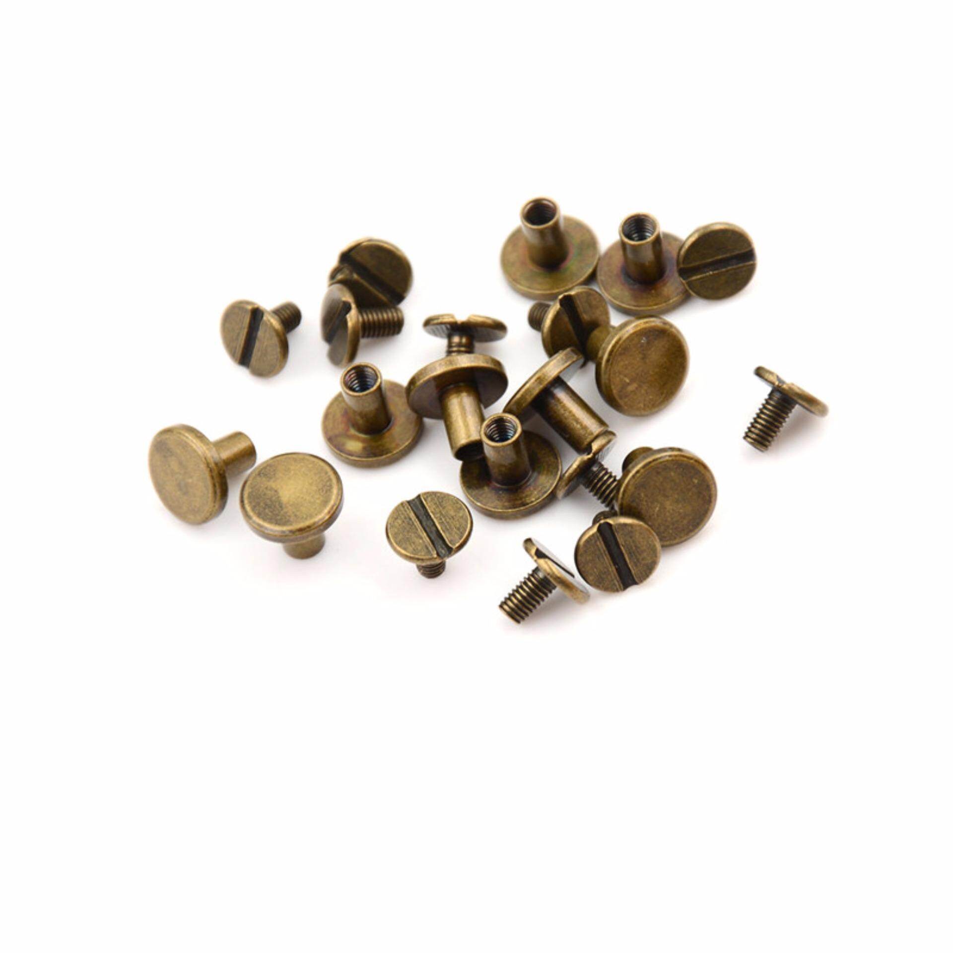 10set Flat Head Brass Solid Stud Screw Nail Rivets Leather Craft Wallet Belt DIY