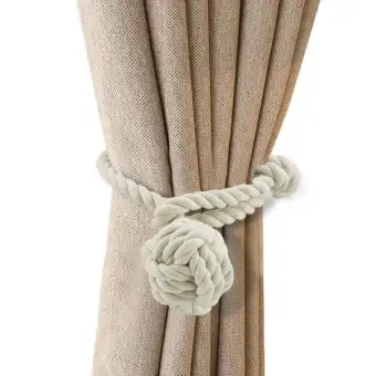 2 Pack 1 Pair Fine Hand Tied Curtain Clip Buckle Holdback Fabric