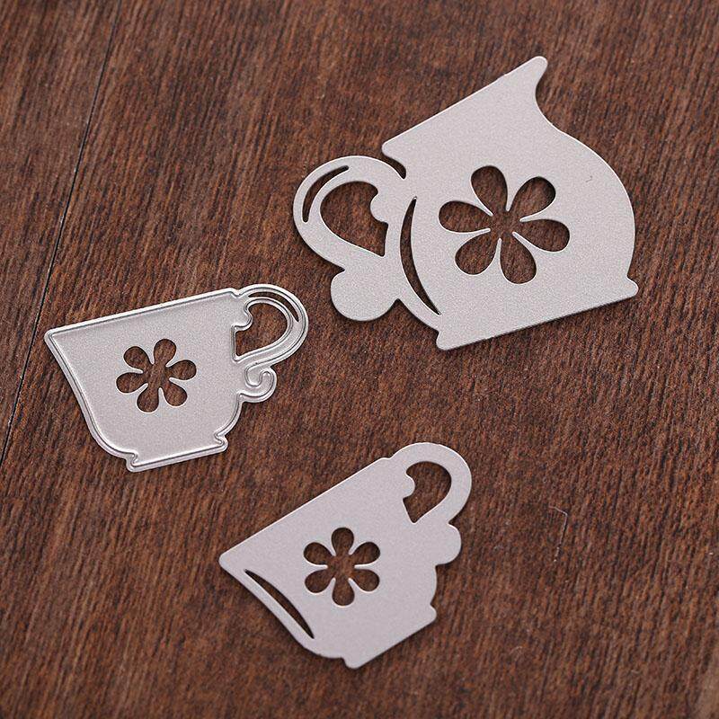 Clearance sale 5Pcs Useful Sliver DIY Teapot Dies Stencil Scrapbook Embossing Paper Decor - intl