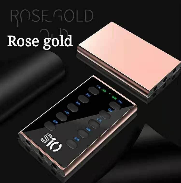 H&Y S10 voice converter male change girl loli sound computer live sound card set microphone host change female mobile phone sound converter software（Rose gold)