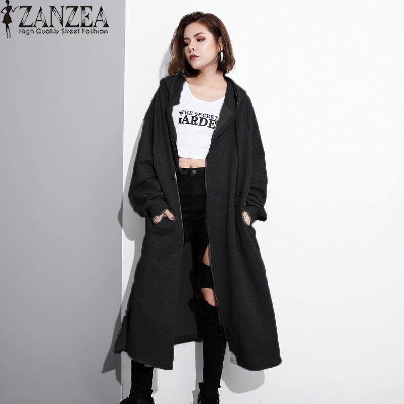 Autumn Winter Women Hooded Coats Trench Coat Solid Color Overcoats Hoodies Dress