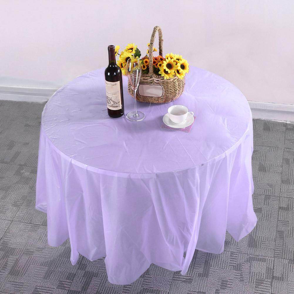 Newlifestyle 84in Round Tablecloth Wedding Party Plastic Birthday Camp Dinner Tablecover - intl(White)