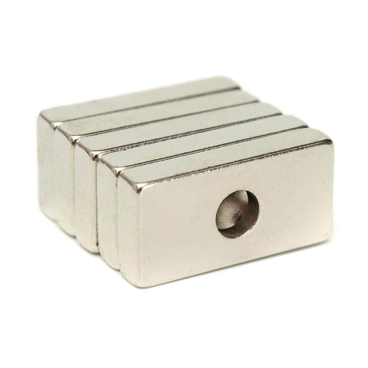 25Pcs N35 Super Strong Block Magnets 20x10x4mm Hole 4mm Rare Earth Neodymium