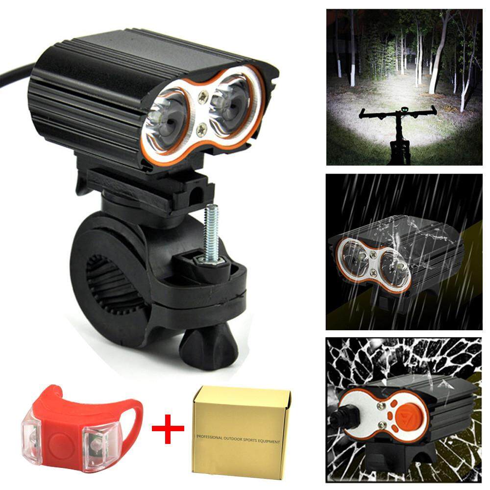 2x XM-L T6 LED USB Waterproof Lamp Bike Bicycle Headlight + Rear Light