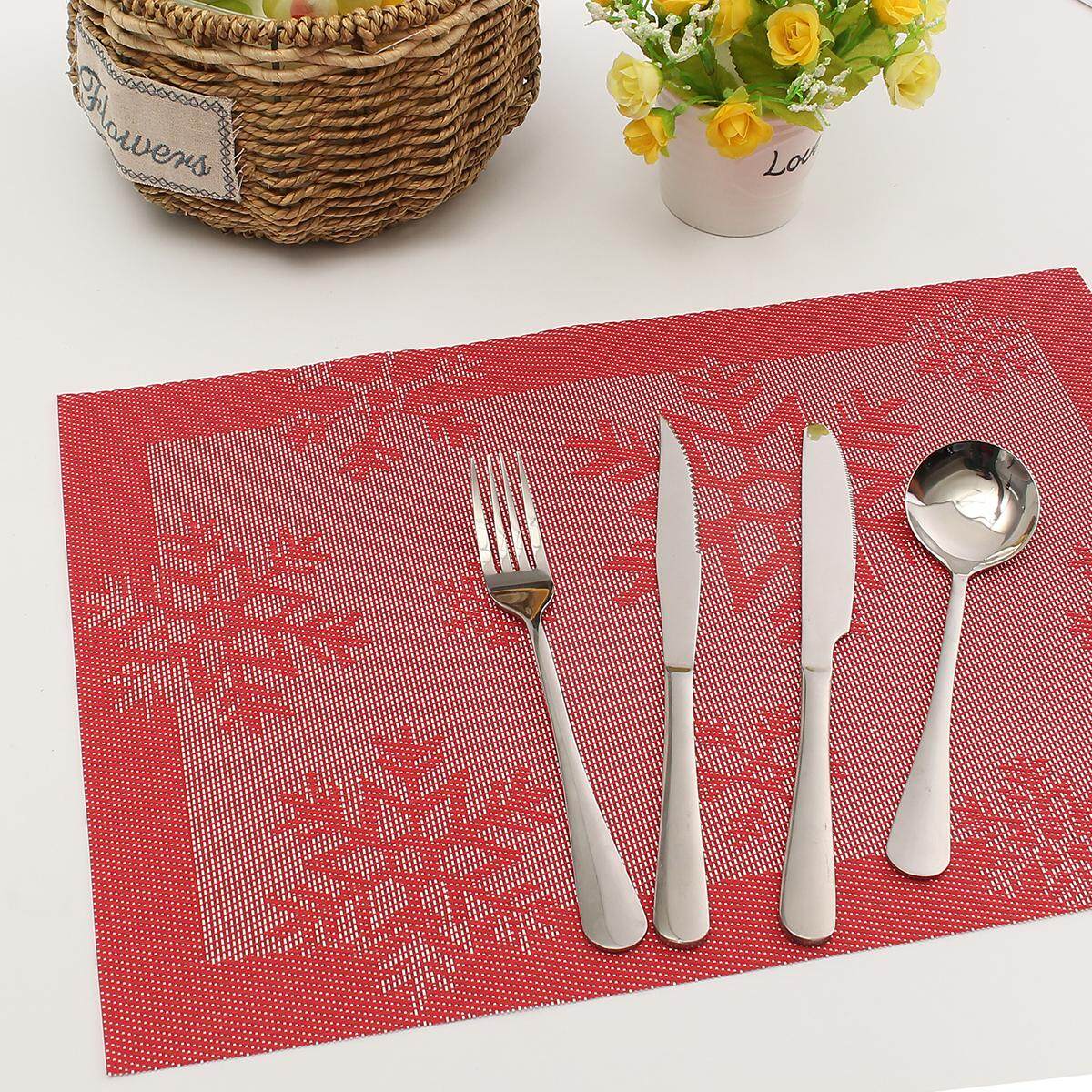 4X Cách Nhiệt Placemat Tấm Bát Tấm Lót Bàn Sáng Tạo Bông Tuyết Tablemat