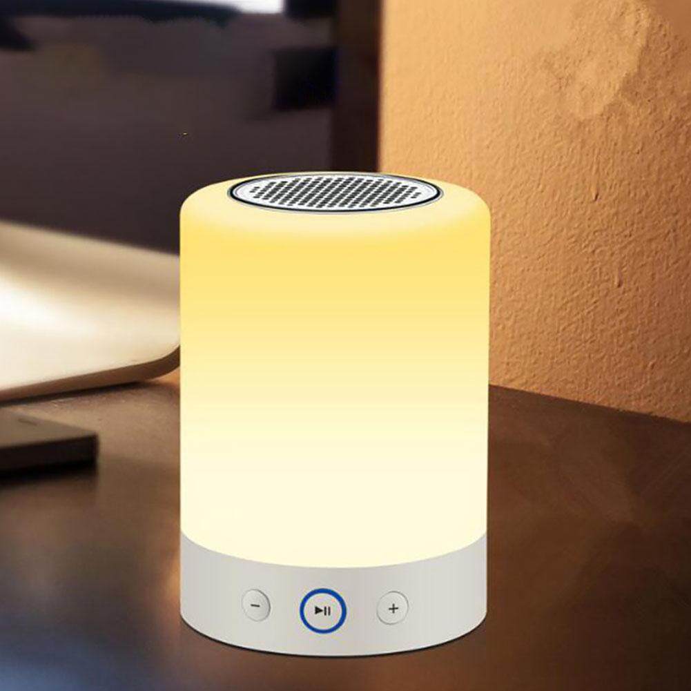 Đèn ngủ Để Bàn Bàn Loa Bluetooth Không Dây Đầu Giường Ấm Trắng Mờ