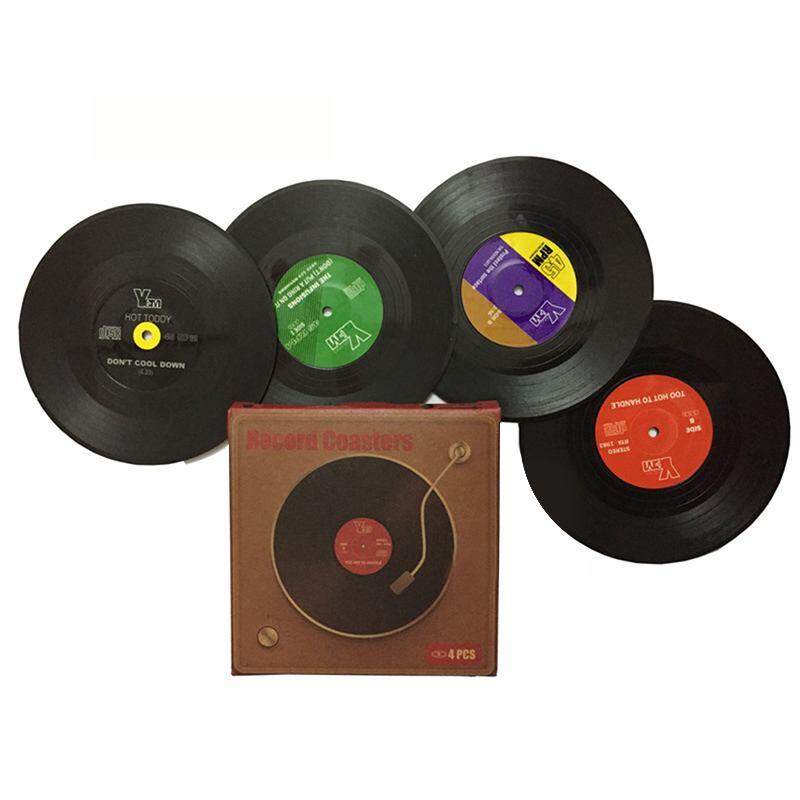 Burstore 6pcs Vinyl CD Album Record Drinks Coasters Bar Table Cup Glass Skid Mat - intl