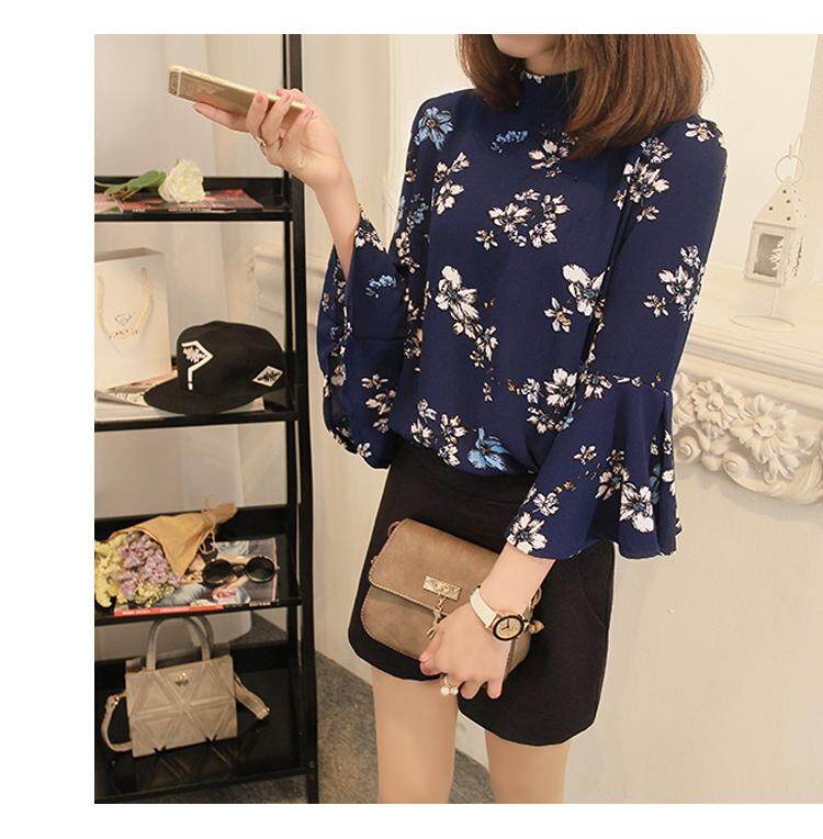 Female Korean Version Spring Round Neck Shirts Women Summer Chiffon