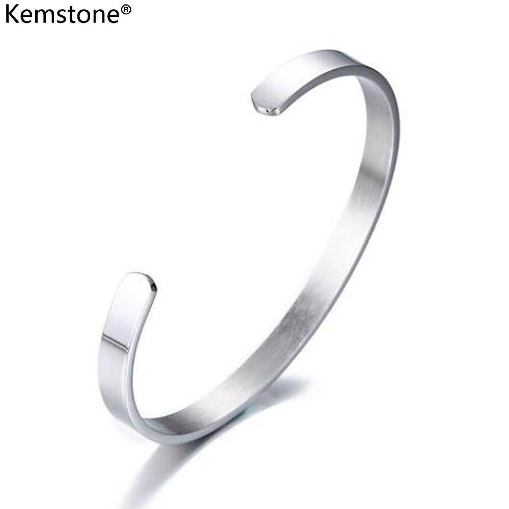 Kemstone Simple Stainless Steel 6MM Sliver/Gold/Black/Rose Gold Plated Cuff Bangle Bracelets Jewelry For Women Gifts