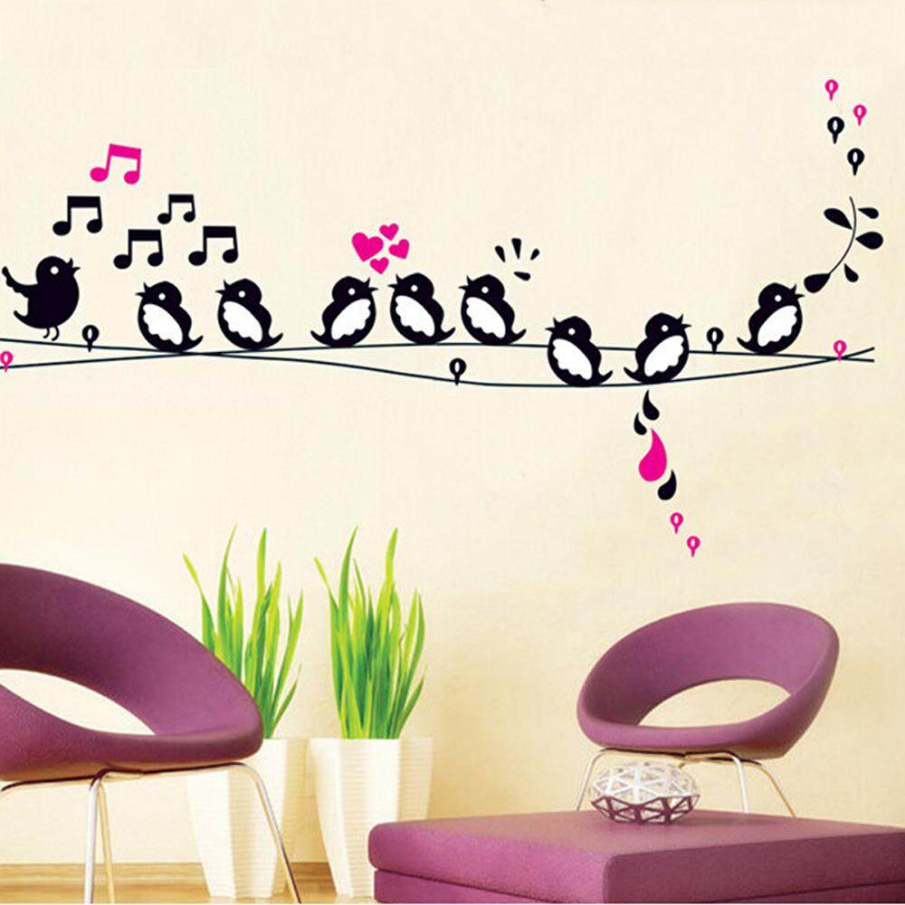 DIY Wall Decal Singing Bird Music Note Home Stickers PVC Murals Wallpaper Environmentally Removable Wall Art Bedroom Living Room Kids Baby Bathroom Window Car Decor