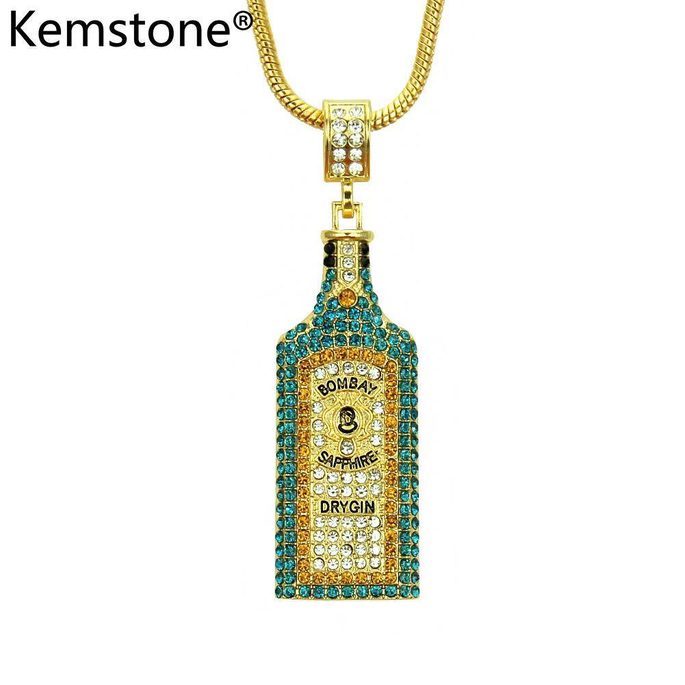 Kemstone Exquisite Colorful Rhinestone Three Dimensional Bottle Pendant Necklace Jewelry for Men Women