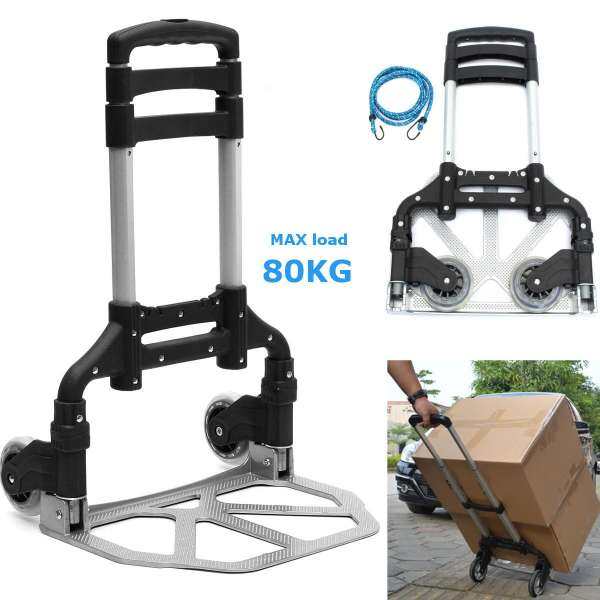 80Kg Heavy Duty Folding Hand Sack Industrial Trolley Cart Warehouse Car Truck black