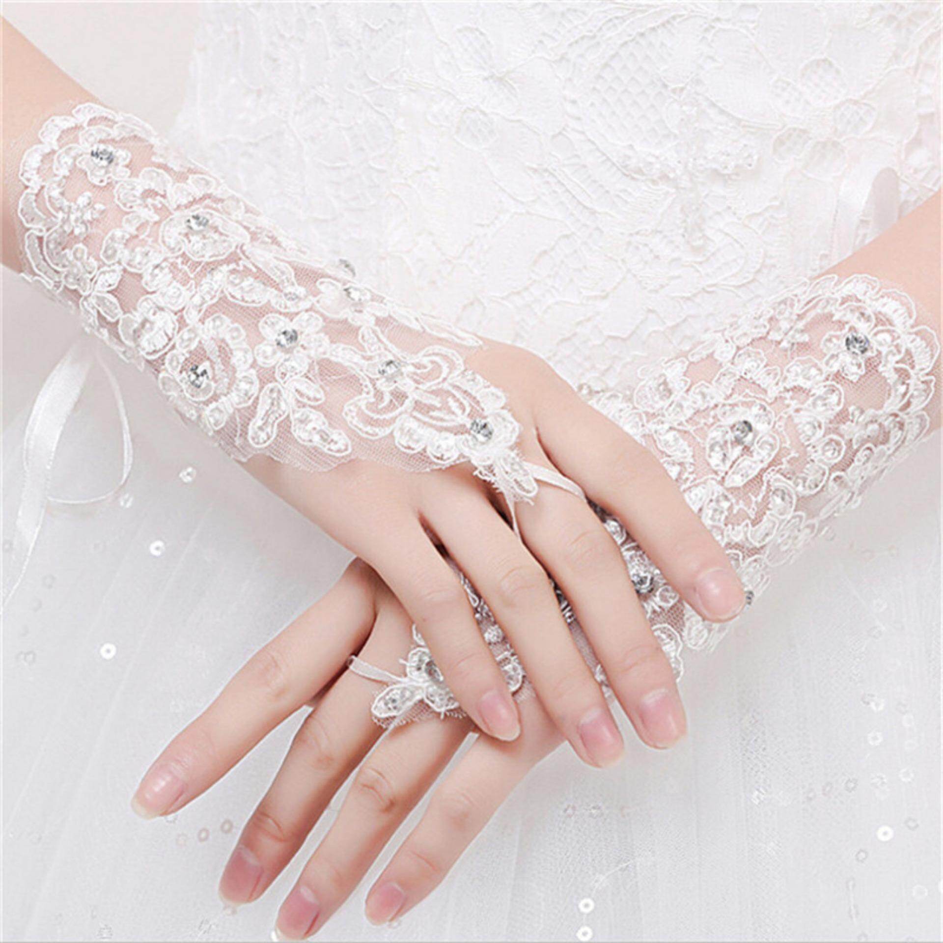 Fabulous Lace Diamond Gloves Wedding Gloves Bridal Gloves Hook Finger Lace Up Gloves For Wedding Lemary