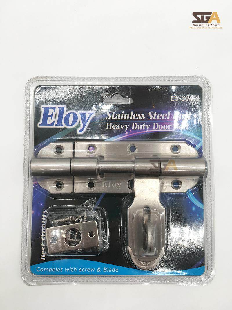 4" Stainless Steel Door Bolt Lock Set Complete with Screw and Blade