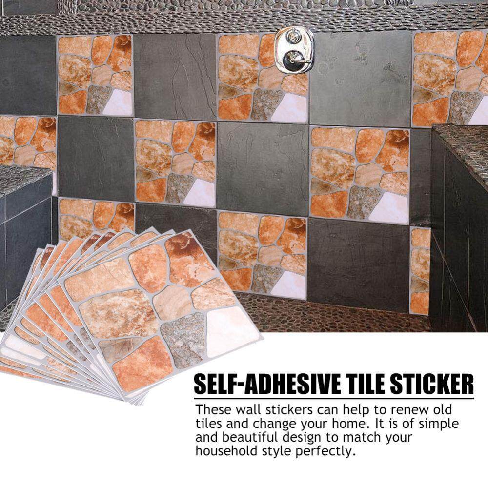 epayst 10pcs Self-Adhesive PVC Waterproof Wall Tile Sticker DIY Home Bathroom Decoration(20*20cm)