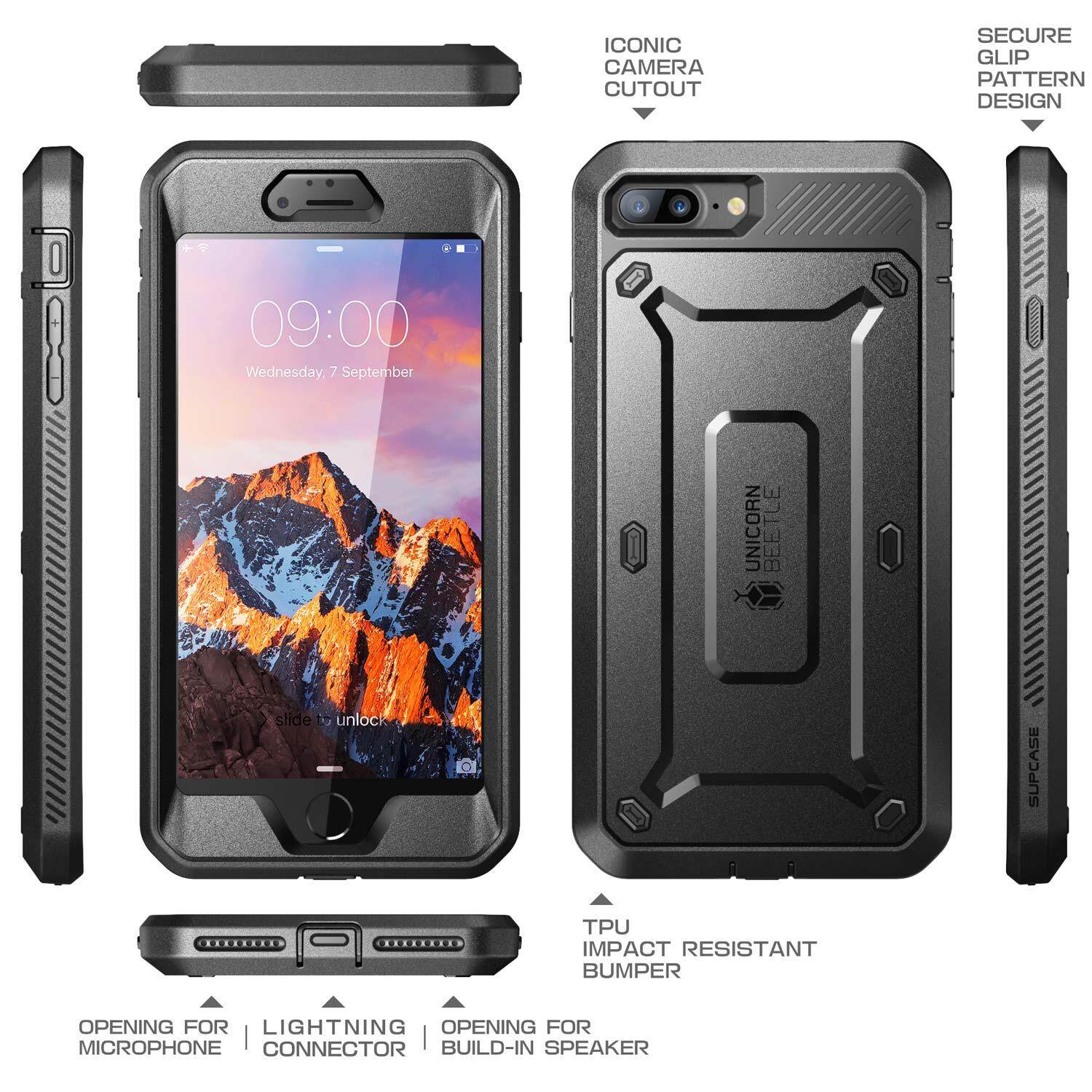 BẢO VỆ SUPCASE iPhone 7 Plus 8 Plus Toàn thân Shocproof Bao Da Kẹp có Nắp Đậy Bảo Vệ Màn Hình