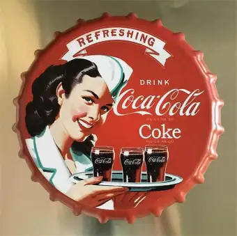 Coca Cola 14 Inch Round Bottle Cap Vintage Tin Sign Bar Pub Home Coca Cola 14 Inch Round Bottle Cap