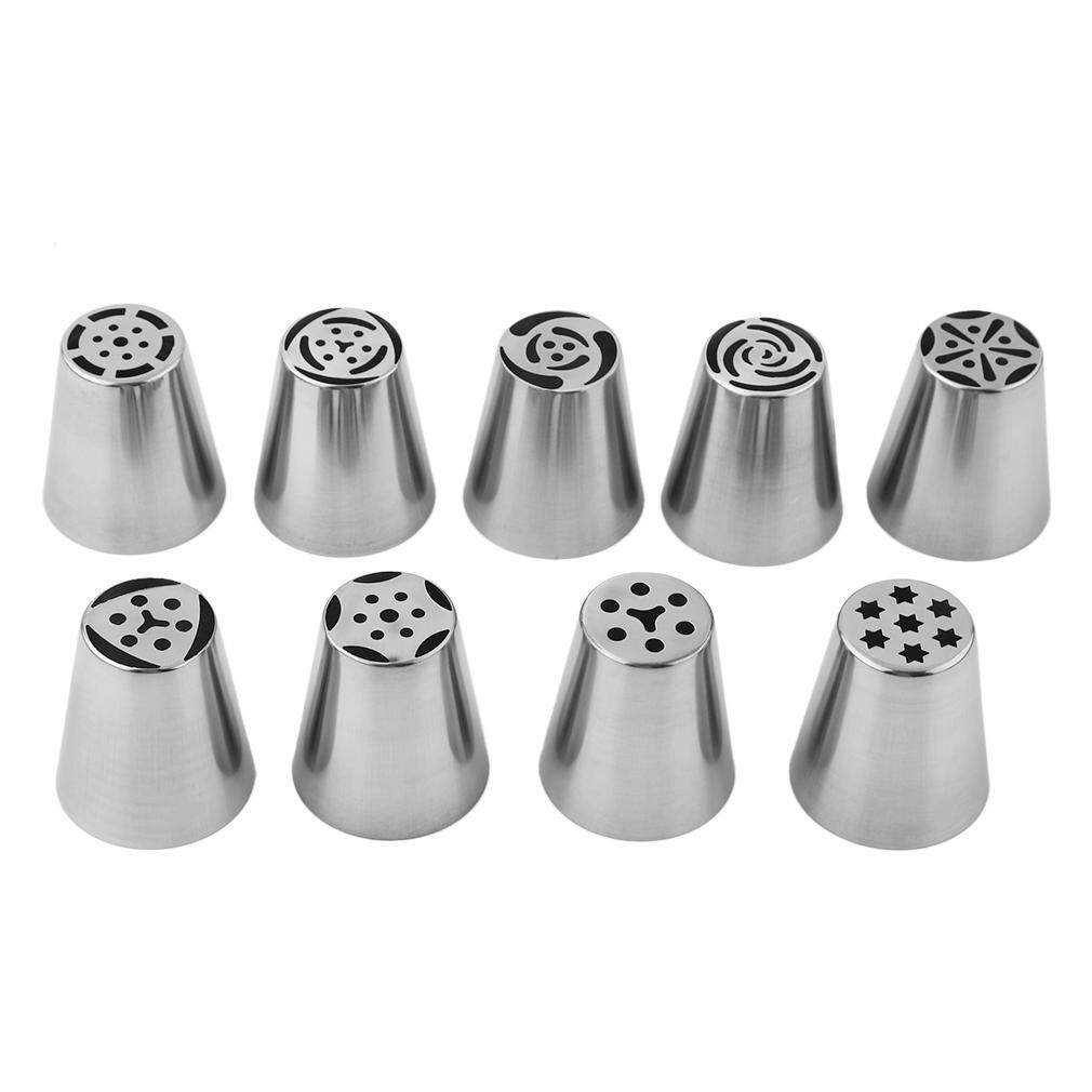 GETEK 9 pcs Cake Kitchen Stainless Steel Piping Nozzle Piping Russian Cake Tool Set