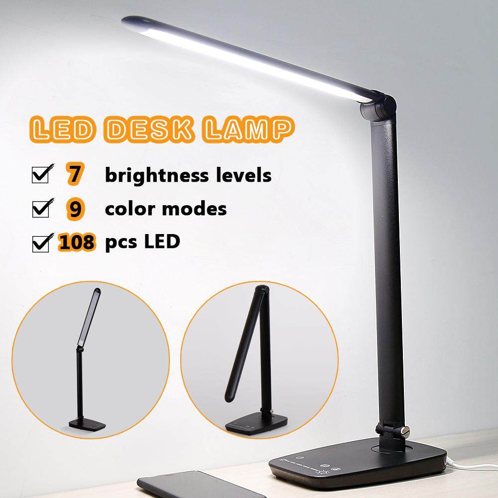 Dimmable LED Desk Lamp 9 Color Modes 7 Brightness Levels Table Lamp For Office Study Bedroom