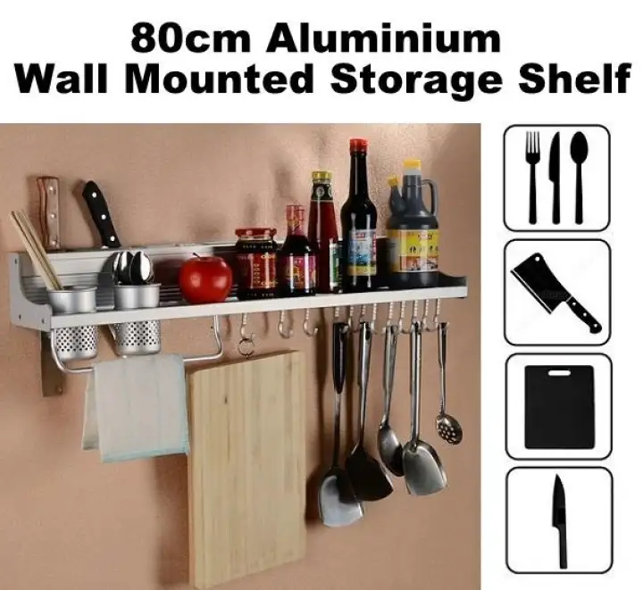80cm Aluminium Kitchen Wall Mounted Knife Spoon Fork Seasoning Storage Hanger Rack Shelf Organizer 1691 1 Lazada - Kitchen Wall Mounted Storage Shelf 80cm Aluminium Kitchen Wall Mounted Knife Spoon Fork Seasoning Storage Hanger Rack Shelf Organizer 1691 1 Lazada - Kitchen Wall Mounted Storage Shelf