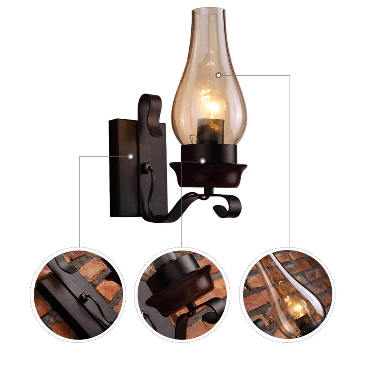 E27 40 Wát Dầu Hỏa Sắt Loft Retro Treo Tường Công Nghiệp Đèn Treo Tường Sconce Đèn Chiếu Sáng