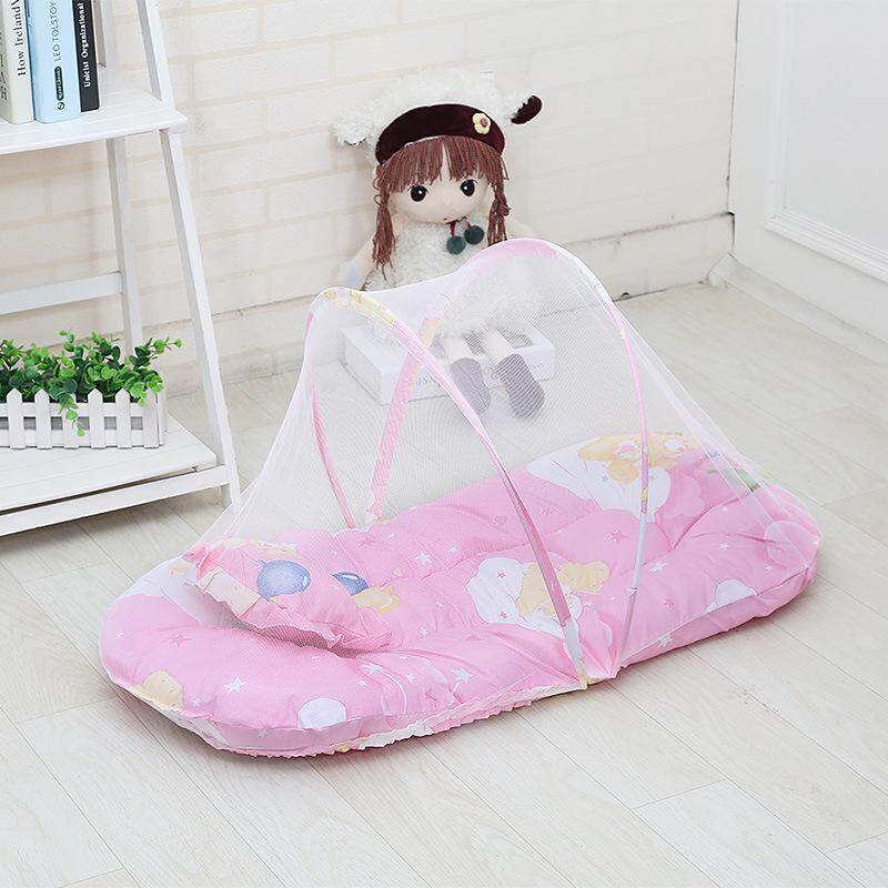 Pink/Blue 2018 New Baby Infant Bed Canopy Mosquito Net Cotton-padded Mattress Net With Pillow Foldable Portable Mosquito Net Set - intl