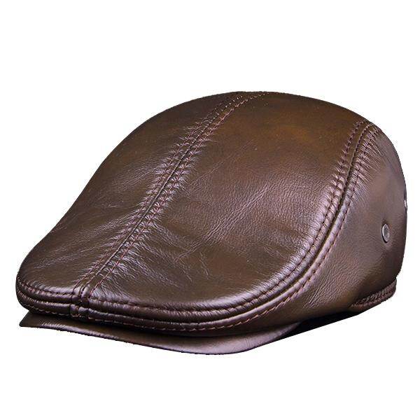 AJW381 Mũ Nồi Da Bò Cho Nam Mũ Beret Nón Chống Gió Che Tai Kiểu Cổ Điển Ấp Ám Chính Hãng Màu Nâu Đen Mũ thời trang bình thường