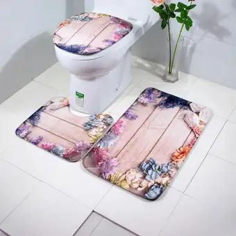 Trustinyou 3pcs Set Water Absorption Bathroom Mats Map Maple Absorption Bathroom Mats Map Maple